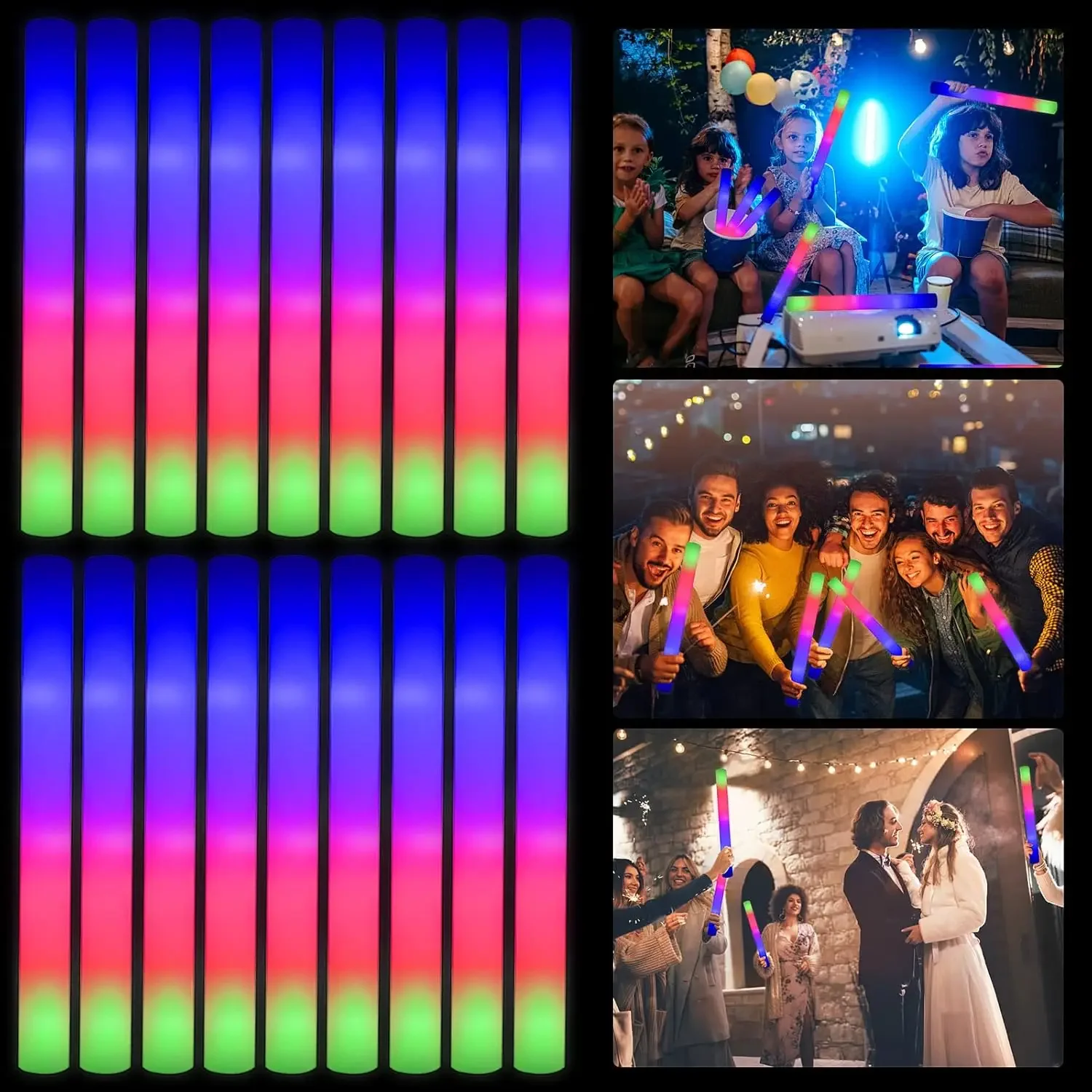 3Z-50PCS Bastões de Espuma LED - Flashing Led Foam Sticks Party avaliação e preço