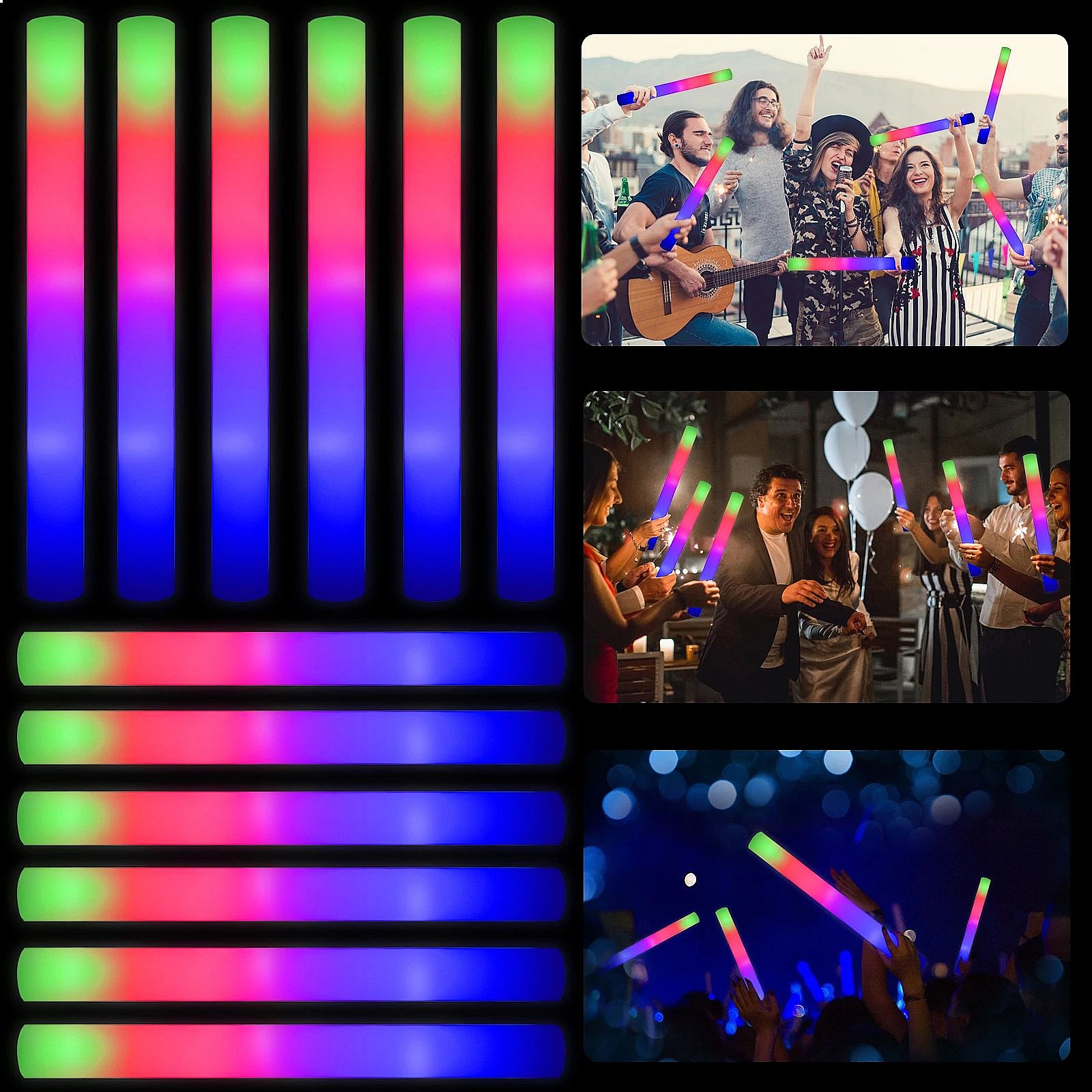 Bastões de Espuma LED Luminoso - Flashing Led Foam Sticks Party avaliação e preço